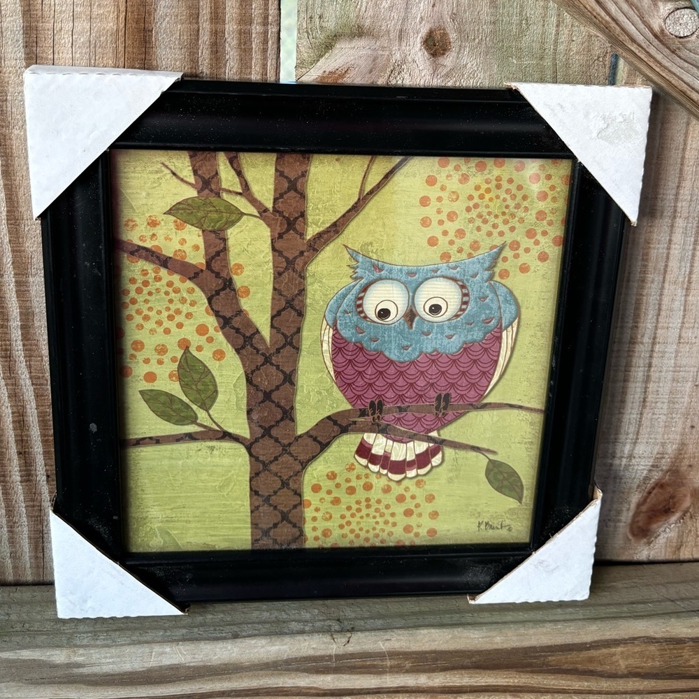 New Paul Brent Framed Whimsical Fantasy Owl  in a Tree Print Size 9 3/4”